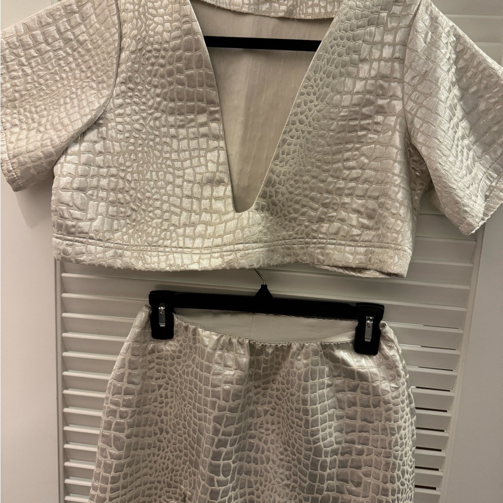 Missguided Metallic Croc-Embossed Set - Picture 2 of 6